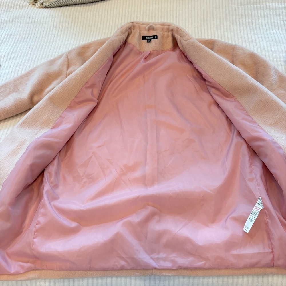 Missguided Drop Shoulder Light Pink Faux Fur Formal Women's Coat US Size 6 - Picture 8 of 10
